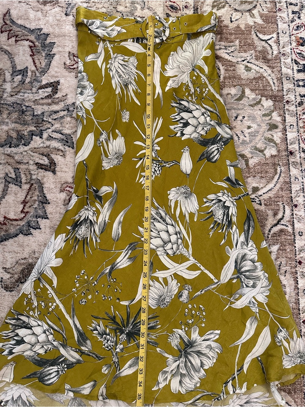 Zara long green exotic floral long skirt size S NWT
